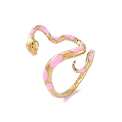 Настоящее золото 18K 304 эмалевые кольца-манжеты из нержавеющей стали для женщин, змея, реальный 18 k позолоченный, 20.5 мм, внутренний диаметр: 17 мм