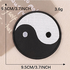 Черный Компьютеризированная вышивка тканью утюжок на / шить на заплатках, аксессуары для костюма, инь-ян, чёрные, 95 мм
