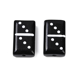 Черный Бусины из стеклянной эмали, окрашенные методом запекания, прямоугольник с точкой, чёрные, 24.5x14.5x8.5 мм, отверстие : 1.8 мм