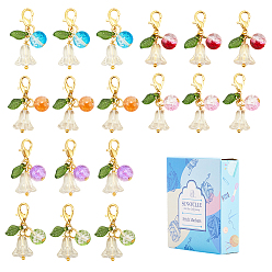 (52) Непрозрачная лаванда 30 шт. круглый акриловый и стеклянный маркер для стежков с цветком, Сплав с застежками когтя омара, разноцветные, 29 мм