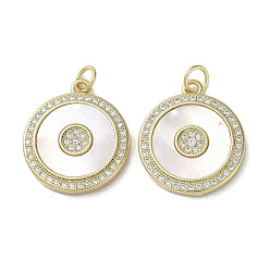 Donut Латунные микро проложить кубического циркония подвески, с оболочкой, плоско-круглые, без кадмия и без свинца, реальный 18 k позолоченный, пончик, 21x18x3~3.5 мм, отверстие : 3.5 мм