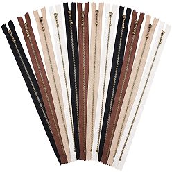 Antique Bronze Garment Accessories, Nylon Closed-end Zipper, with Metal Zipper Puller, Zip-fastener Component, Antique Bronze, 33.7x2.8~2.9x0.2mm, 16pcs/set