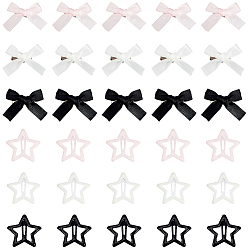 (52) Непрозрачная лаванда 30 шт. 3 цвета звезды железные эмалированные заколки для волос, 30 шт. 3 цвета платины железные заколки для волос из кожи аллигатора, с бантом из полиэстера, разноцветные, 30x32~42x1~8.5 мм, 10 шт / стиль