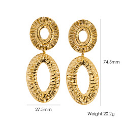 Oval 304 Серьги из нержавеющей стали, золотые, овальные, 74.5x27.5 мм
