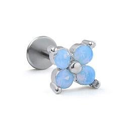 Цветок 316l хирургическая нержавеющая сталь микропаве прозрачный кубический цирконий хрящ серьги для женщин мужчин, плоская серьга сзади, цветок, 6 мм, штифты : 1.2 мм