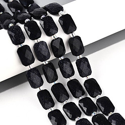 Синий Драгоценный Камень Синтетический синий авантюрин бисер нитей, прямоугольные, граненые, с бисером, 11.5~12x8x4~5 мм, отверстие : 0.9 мм, около 26~27 шт / нитка, 14.57~15.08'' (37~38.3 см)