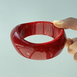 Другие Браслеты из смолы с преувеличенной геометрической формой для женщин, темно-красный, волновое кольцо, внутренний диаметр: 2-1/2 дюйм (6.4 см)