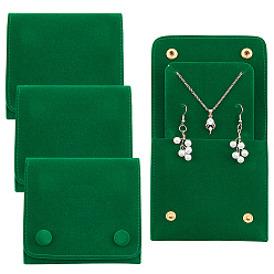 Темно-Зеленый Подарочные мешочки для ювелирных изделий из безворсовой ткани с застежкой-кнопкой, сумки для хранения ювелирных изделий, прямоугольные, темно-зеленый, 9.5x10 см