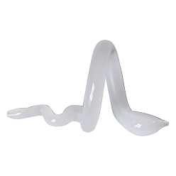 White Snake Transparent Glass Cuff Rings, White, US Size 7 1/4(17.5mm)