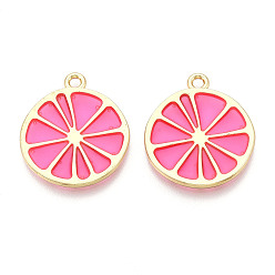 Светло-Вишневый Подвески из сплава , с эпоксидной смолой, без кадмия и без свинца, лимон, золотые, светло-вишневый, 26.5x23x1.6 мм, отверстие : 2 мм