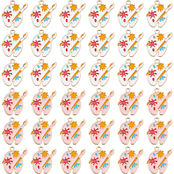 (52) Непрозрачная лаванда 36 шт 2 цвета подвески из сплава, с эмалью, без кадмия и без свинца, золотой свет, цветовая палитра, разноцветные, 19.5x18x1.5 мм, отверстие : 1.8 мм, 18 шт / цвет