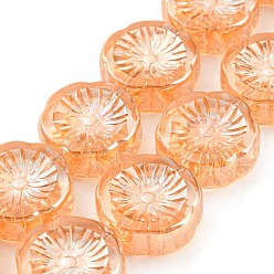 Сэнди Коричневый Нити прозрачных бусин из гальванического стекла с полным покрытием, цветок, песчаный коричневый, 14x14.5x5.5 мм, отверстие : 1.2 мм, около 45 шт / нитка, 25.83 дюйм (65.6 см)