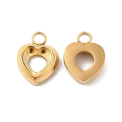Real 14K Gold Plated Ion Plating(IP) 304 Stainless Steel Pendant Cabochon Settings, Heart, Real 14K Gold Plated, 16x12x4mm, Hole: 3mm, Tray: 8.5x8mm