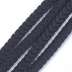 Черный Окрашенного распылением немагнитных синтетических нитей гематита бусы, матовый стиль, стрелка / шеврон, чёрные, 7x8x4 мм, отверстие : 1 мм, около 89 шт / нитка, 16.1 дюйм