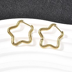 Звезда Серьги из 201 нержавеющей стали, с 316 хирургическими штифтами из нержавеющей стали, ионное покрытие (ip), реальный 18 k позолоченный, звезда, 23x22.5x2.5 мм