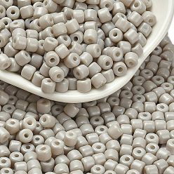 Светло-серый Стеклянные бусины с перламутровым эффектом для выпечки, круглое отверстие, цилиндр, светло-серый, 4.5x3.5 мм, отверстие : 1.2 мм, Около 5625 шт / фунт