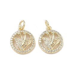 Плоский Круглый Латунные микро проложить кубического циркония подвески, , стойки покрытие, долговечный, без кадмия и без свинца, плоско-круглые, 14x12x3.5 мм, отверстие : 3 мм