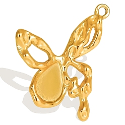 Золотой 304 Настройки кабошон из нержавеющей стали кулон, бабочка, золотые, лоток : 7x10 мм, 27x21 мм