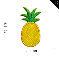 Mixed Color Computerized Embroidery Cloth Iron On/Sew On Patches, Costume Accessories, Pineapple, Mixed Color, 45x23mm