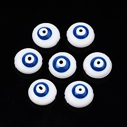 Medium Blue Transparent Acrylic Beads, with Enamel, Eye, Medium Blue, 12x6mm, Hole: 1.4mm
