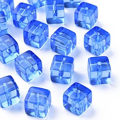 Королевский синий Прозрачные акриловые бусины, квадратный, королевский синий, 16.5x16x16 мм, отверстие : 3 мм, Около 116 шт / 500 г
