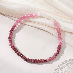 Фиолетовый Браслеты-рондели из натуральных окрашенных малайзийских нефритов для женщин, градиент цвета, фиолетовые, бусина : 4.5x3.5 mm, внутренний диаметр: 2.20 дюйм (5.6 см)