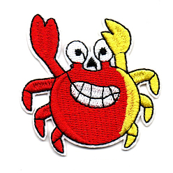 Red Computerized Embroidery Cloth Iron on/Sew on Patches, Costume Accessories, Appliques, Crab, Red, 65x55mm