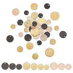 Mixed Color 40Pcs 10 Style PVD Vacuum Plating 304 Stainless Steel Charms, Textured, Flat Round with Bumpy, Mixed Color, 8~15x1mm, Hole: 1.2~1.5mm, 4pcs/style