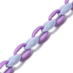 Светлый Стально-синий Непрозрачные акриловые кабельные цепи ручной работы, для изготовления цепочек для сумочек, два тона, светло-стальной синий, 16x11x6.5 мм, 39.37 дюйм (1 м) / прядь