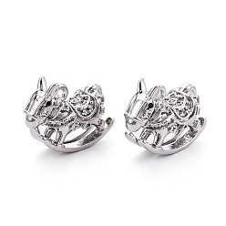 Платинированный Подвески из латуни с прозрачным фианитом, лошадка прелести, Реальная платина, 13x17.5x7 мм, отверстие : 1.4 мм