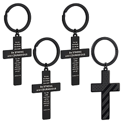 Черный 4шт. брелоки-подвески в виде креста из нержавеющей стали, для брелков, кошелек, украшение для рюкзака, чёрные, 79 мм