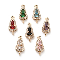 Light Gold Подвески-соединители в виде стеклянной тыквы, латунные кубические циркониевые линзы, без кадмия, без никеля и без свинца, разноцветные, золотой свет, 18x8x5 мм, отверстия : 1.4 mm и 1.6 мм