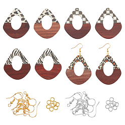 Creamy White Earring Making Kits, Including Resin & Walnut Wood Pendants, Brass Earring Hooks, Brass Jump Rings, Teardrop, Creamy White, 48.5x41x3mm, Hole: 2mm