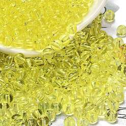 Желтый Стеклянные бусины прозрачных цветов, круглые, желтые, 4.5x4 мм, отверстие : 1 мм, Около 5000 шт / фунт