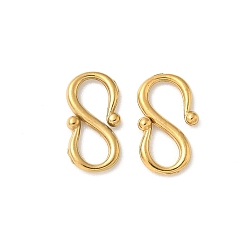 Настоящее золото 18K 304 из нержавеющей стали S-крюк пряжки, ионное покрытие (ip), реальный 18 k позолоченный, 13x6.5x1.5 мм