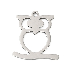 Нержавеющая Сталь Цвет 201 подвески из нержавеющей стали, сова прелести, цвет нержавеющей стали, 17x16x1 мм, отверстие : 1.4 мм