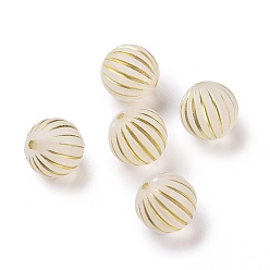 Floral White Plating Acrylic Beads, Golden Metal Enlaced, Frosted, Round, Floral White, 12mm, Hole: 1.6mm, about 490pcs/500g