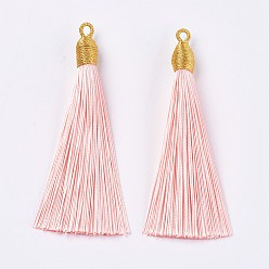 Розовый Полиэстер кисточка большие подвески украшения, туманная роза, 85~90x9~10 мм, отверстие : 3 мм