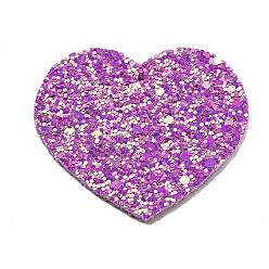 Темно-Фиолетовый Большие кожаные подвески, с блестками, коллекция ко дню святого валентина, сердце, темно-фиолетовый, 50x56.5x2 мм, отверстие : 1.6 мм