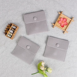 Серебро Квадратные бархатные мешочки для украшений, подарочные пакеты для ювелирных изделий с кнопкой, для кольца, ожерелья, серьги, браслета, серебряные, 7x7 см