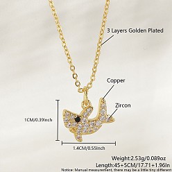 Shark Ожерелья с подвесками Ocean Summer из латуни с прозрачными кубическими цирконами и паве, золотые, акула, 17.72 дюйм (45 см), Кулон : 14x10 мм