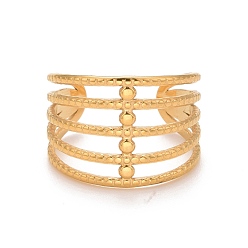 Golden Ion Plating(IP) 304 Stainless Steel Chunky Open Cuff Ring for Women, Golden, US Size 8 1/4(18.3mm)