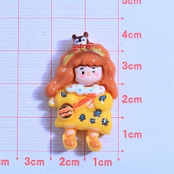 Золотистый Рождественская серия из непрозрачной смолы декодирует кабошоны, Милая девушка, золотые, 40x25 мм