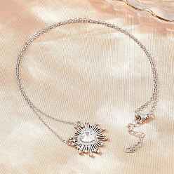 Platine Colliers pendentifs en laiton pavé de zirconiums cubiques transparents et en verre en forme de cœur, sans cadmium et sans plomb, crémaillère plaquage, plaqué longue durée, platine, 18.50 pouce (47 cm)