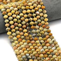 Сумасшедший Агат Нити бусин натурального желтого агата, граненые, рондель, с бисером, 8.5~10x5.5~6.5 мм, отверстие : 1 мм, около 43~45 шт / нитка, 15.35'' (39 см)