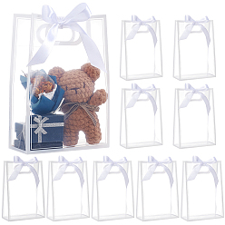 Белый Прямоугольные полипропиленовые пластиковые сумки для хранения, прозрачные упаковочные пакеты с шелковой лентой, белые, 26.1x18x0.2 см, развернуть: 18x8.1x26.15 см