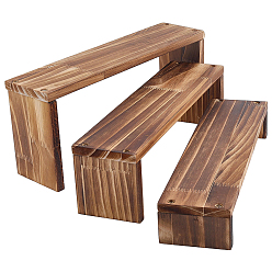 BurlyWood 3Pcs 3 Sizes Rectangle Wooden Jewelry Organizer Display Riser Stands, for Cosmetic, Small Jewelry, BurlyWood, 30~33x8x5~13cm, 1pc/size
