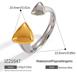 Треугольник 304 открытые кольца манжеты из нержавеющей стали, золотые и нержавеющая сталь цвет, треугольные, размер США 13 1/2 (22.6 мм)