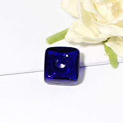 Темно-Синий Кулон ручной работы в виде флакона духов лэмпворк, квадрат и сердце, темно-синий, 20x20 мм