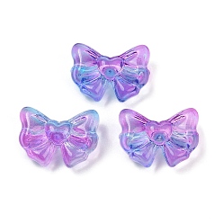 Фиолетовый Прозрачные стеклянные бусины, бантом, спекающийся лак, фиолетовые, 13x17.5x8.5 мм, отверстие : 1 мм